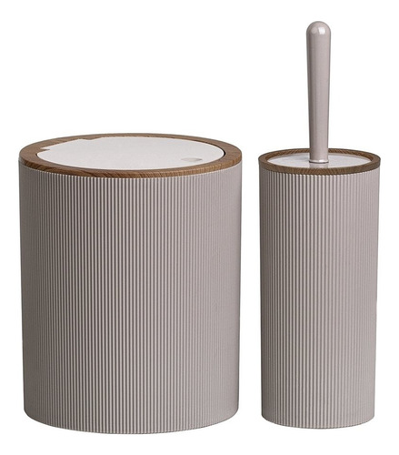 Set 2pcs Baño Pp Y Madera Beige