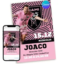 Comprar Invitación Tarjeta Inter Miami, Messi, Editable En Canvas