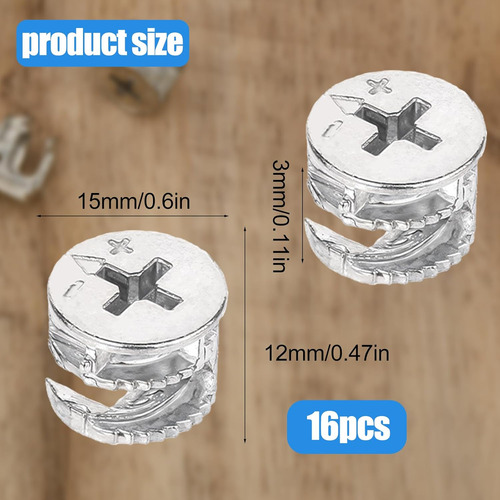 Furniture Cam Lock Nuts,16 Pcs Furniture Connecter Cam Lock