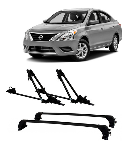 Rack Teto Nissan Versa + 2 Transbike Sanremo Kiussi Preto