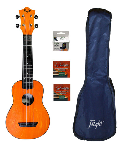 Flight Tus35orpak + Els-uks Paquete Ukulele Soprano Naranja