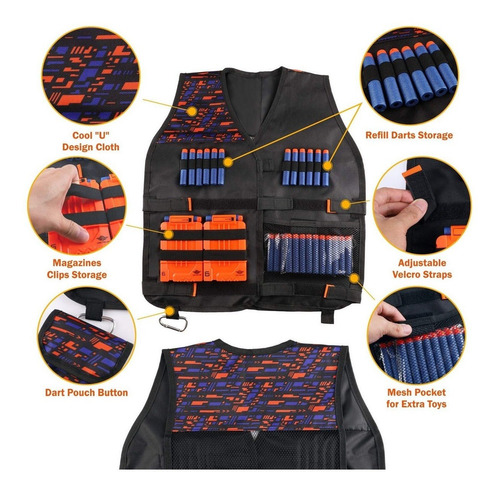 Imagen 2 de 6 de Uwantme Kit De Chaleco Táctico Para Pistolas Nerf