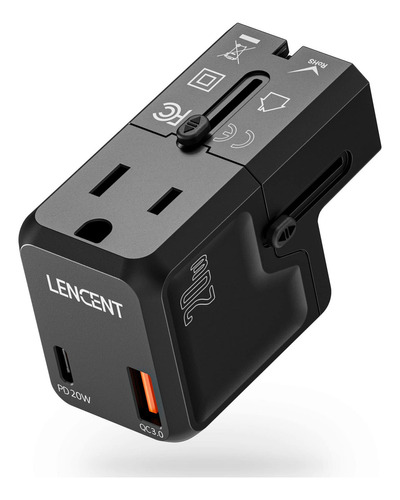 Adaptador De Corriente De Viaje Internacional, Lencent Mini