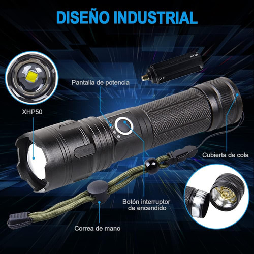 Rechargeable Led Flashlight 2400 Lumens With Zoom And 5 Mode