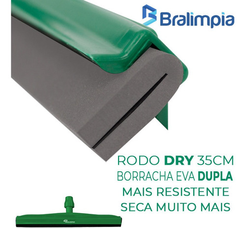 Rodo Plastico Profissional Bralimpia Dry 35cm Borracha Dupla