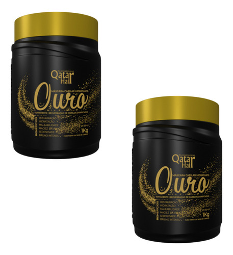 2 Máscara Banho De Ouro 6 Beneficios Qatar Hair 1kg