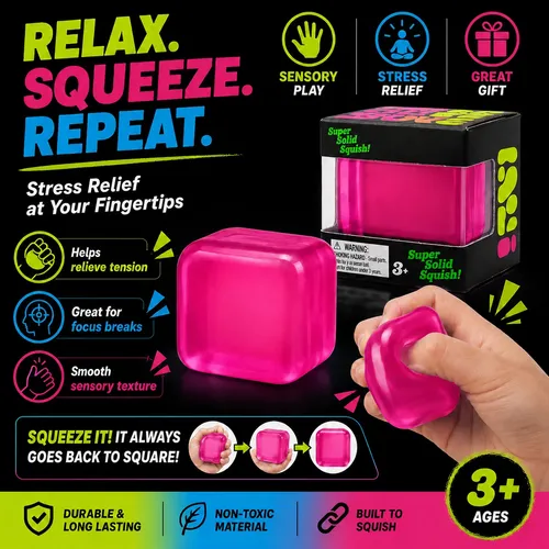 Set De 4 Cubos Anti-Estrés De Colores – Bolas De Estrés Suaves De TPR En Azul, Verde, Amarillo Y Rosa, Juguetes Sensoriales Portátiles Para Adultos Y Niños
