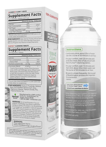Detox Limpiador Herbal Qcarbo 20oz Clear Maximum Cleanse