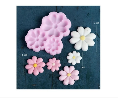 Molde Silicona Flores 8 Pétalos X 3 Repostería Porcelana