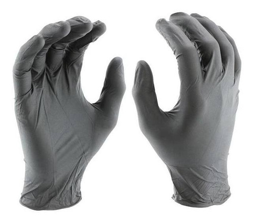 100 Guantes Nitrilo Grado Médico Sin Latex Ni Polvo Negros Color Negro Talla S