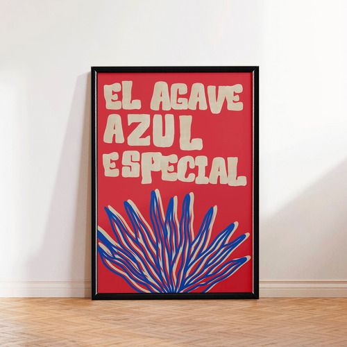 Cuadros Decoración Mexicana Diseños De  México Marco Madera Color El Agave Azul Especial Armazón Negro