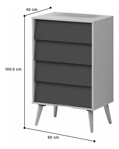 Cómoda Cajonera Para Recámara 4 Cajones Bossa Pyze Color Marrón