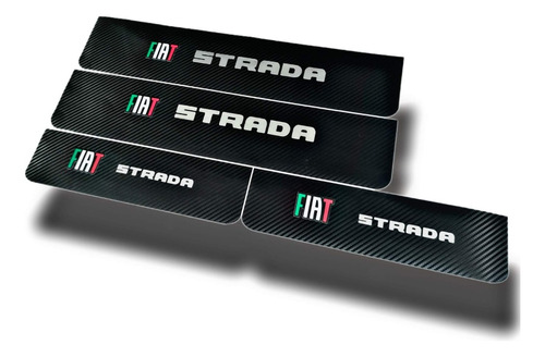 Cubre Zocalos Carbono Nueva Fiat Strada Logo Resinado