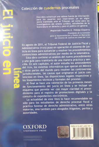El Juicio En Linea: De Lo Contencioso Administrativo, De Guillermo Morales Gutierrez. Editorial Oxford, Tapa Blanda En Español, 2012