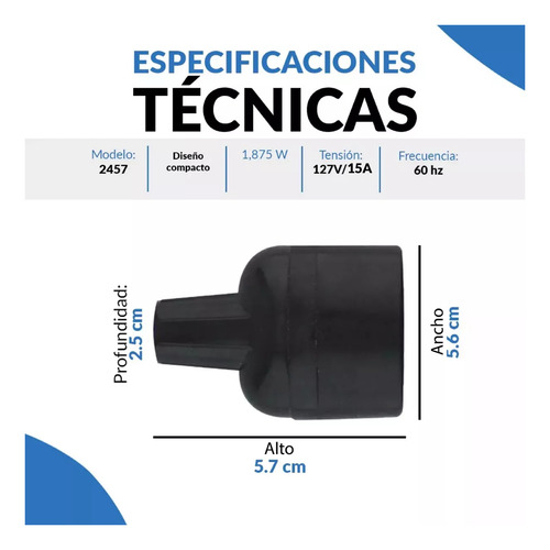 Clavija Contacto Oval Polarizado Hule Pvc Negro 127v 2457