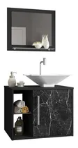 Comprar Móveis para banheiro Móveis Bechara  Baden de 60cm de largura, 46cm de altura e 45cm de profundidade, com pia colorida branco e móveis preto-foscou002Fnero