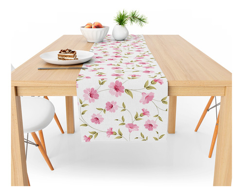 Caminho De Mesa Decorativo 140x40cm 100% Poliéster Cor Branco