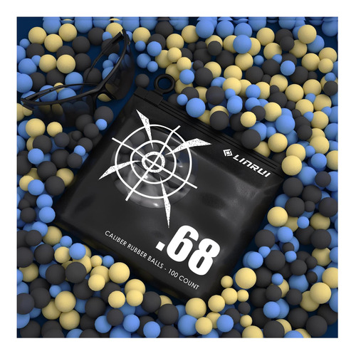 Linrui 100 Ct .68 Cal Paintballs Para Entrenamiento Y Bolas Azul.
