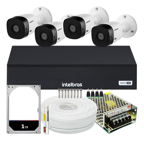 Kit 4 Cameras Seguranca Vhl 1220b 1080p Full Hd Dvr 4ch 1tb