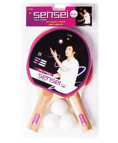 Set De 2 Paletas Y 3 Pelotas De Ping Pong Sensei 1 Estrella