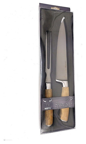 Cuchillo + Tenedor Wayu Premium Set Parrillero Bbq Quincho