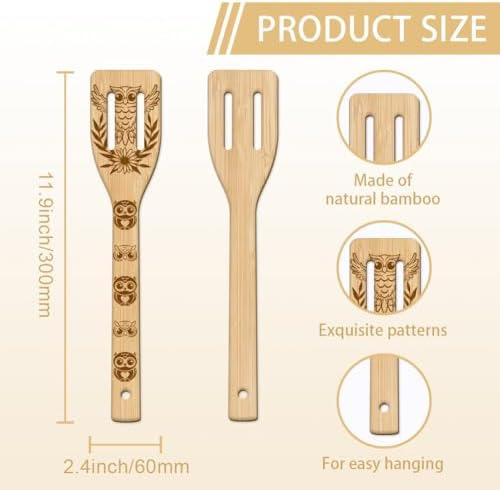 Juego De 6 Cucharas De Cocina De Bambú Con Diseño De Búho, J