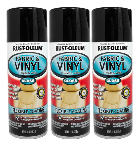 3x Tinta Tecido Couro Vinil Cor Preto Brilhante Rust Oleum