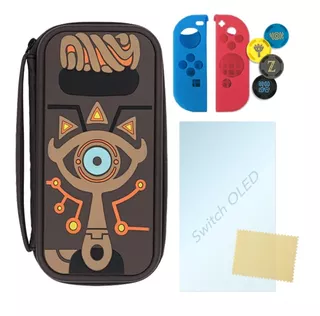 Switch Funda Zelda Botw + Cristal + Joycon + Grips | Estuche Case Sheikah Master Edition | Solo Switch «normal», No Lite