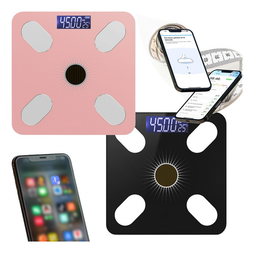 Báscula digital COMERCIOCO Báscula solar Báscula Inteligente rosa, hasta 180 kg 127V