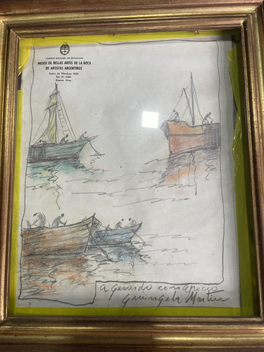 Quinquela Martín Boceto Enmarcado Firmado (Usado)