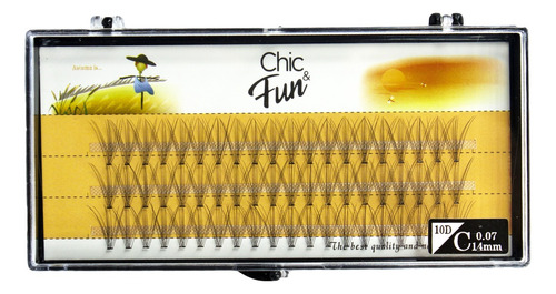 1un Chic & Fun 10d/10p Cílios Tufinho 10 Fios Curvatura C/d Comprimento 14 Mm Cor 10d C/nós Espessura 0.07 Mm Tipo De Curvatura C