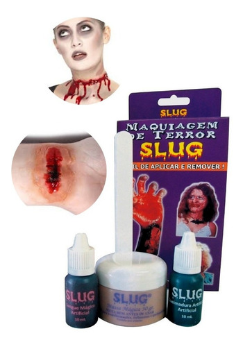 Imagem 1 de 7 de Kit Do Terror Slug Maquiagem Sangue Falso Festas Fantasias