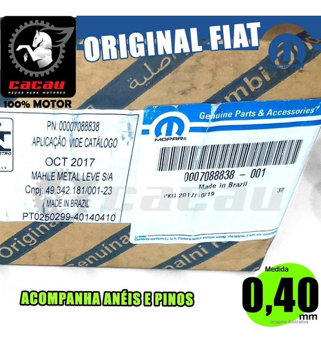 Imagem 3 de 3 de Pistão+anéis Fiat Strada Palio Bravo 1.8 16v Etorq Original