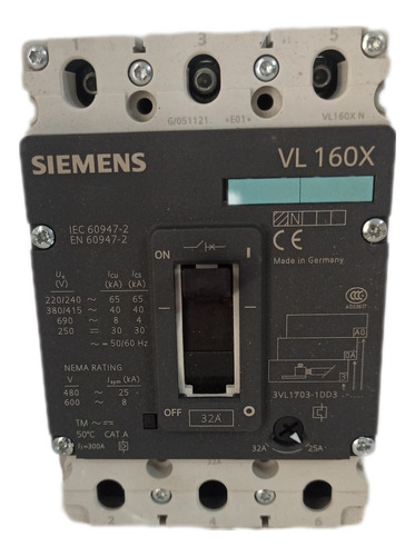 Breaker 3x32 Amp, Siemens Vl 160x