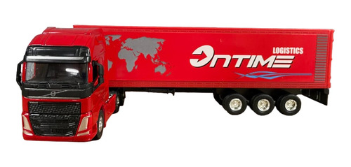 Camion Volvo Con Trailer Rojo Escala 1:64