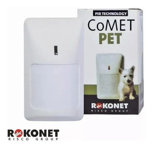 Sensor de alarma infrarrojo Rokonet Rk210 Comet Pet de 20 kg