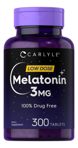 Melatonina 3 Mg Descanso (300 Tabletas) Carlyle Americano Sabor Sin sabor