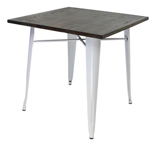 Mesa Comedor Tolix/ Base De Madera/ Blanca/ 80x80 Cm/ Td!