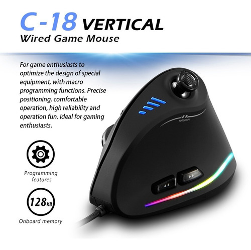 Mouse Ergonômico Zelotes C-18 Vertical Gaming Wired