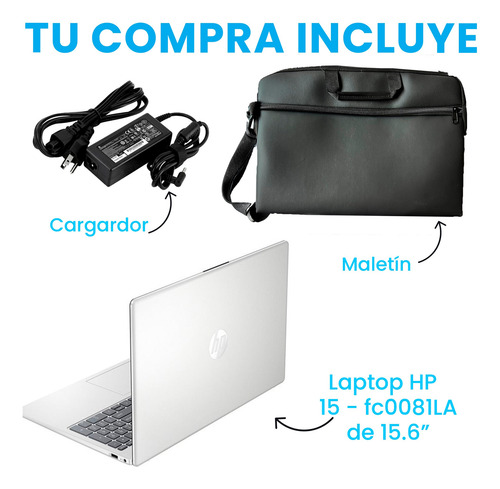 Laptop Hp 15.6 Core I5 12th 16gb Ram 512gb Ssd + Maletín Plateado