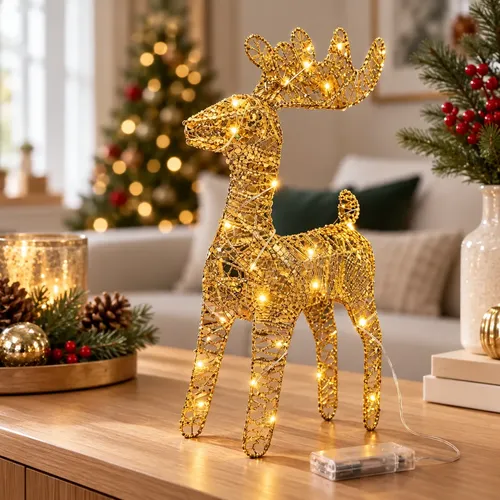Enfeite Rena Decorativa Luminosa Led Decorar Árvore De Natal