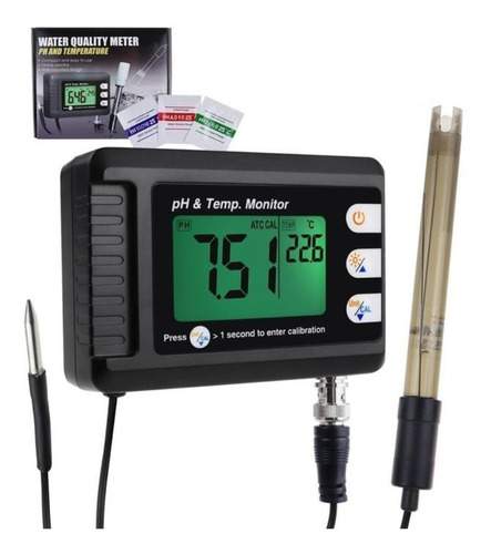 Medidor Monitor Ph Temperatura Monitor Pecera Agua Electrodo