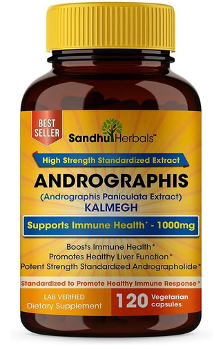 Andrographis 120cp Sandhuherbal - Unidad a $2405