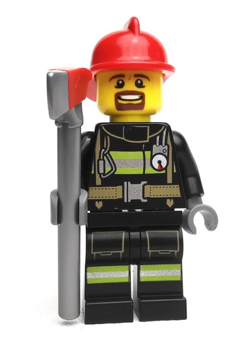 Lego Bombero (traje Negro) Lego City Minifigura Original