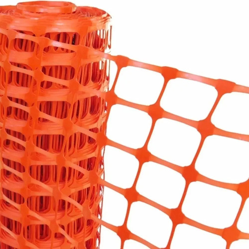 Rollo Malla Plástica Para Construcción Color Naranja 30m