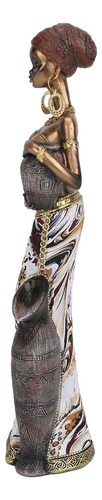Estatua De Mujer Africana Hecha A Mano De Resina Tribal, Fig