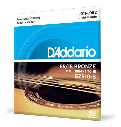 D'addario Ez910b Encordoamento 011/052 Para Violão Aço