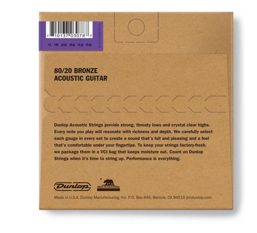 Set De Cuerdas Para Guitarra Acústica Dunlop Dab1152