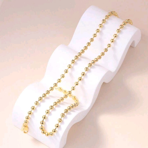 Collar Cadena De Estilo Militar Mujer Hombre Baño De Oro 18k