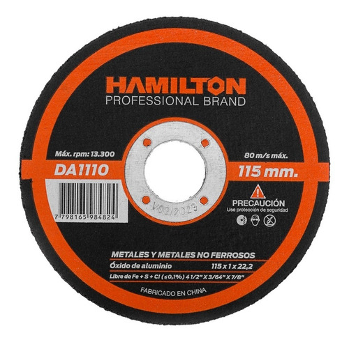 Disco De Corte Plano 115 X 1mm Hamilton X 25 Uni Da1110